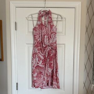 Tommy Bahama Pink & White Tropical Halter Dress - Sz SM